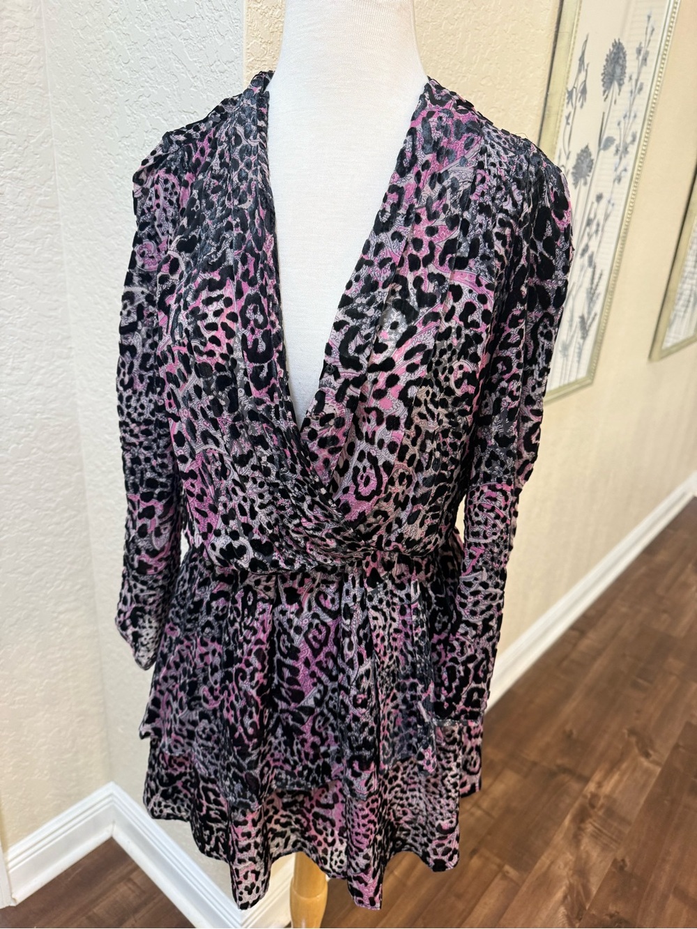 Zadig & Voltaire Pink, Black and Gray Animal Print Wrap Tunic